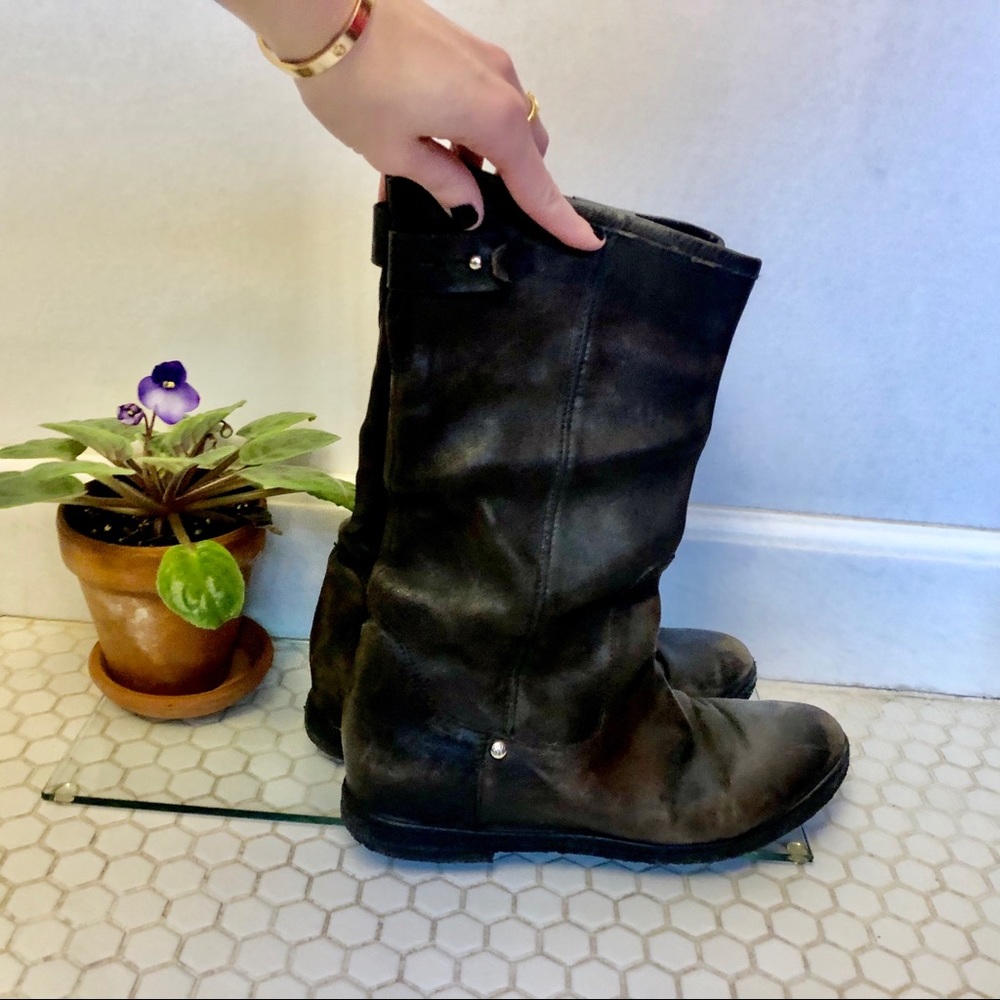 Stuart Weitzman black mid-calf slouchy boot